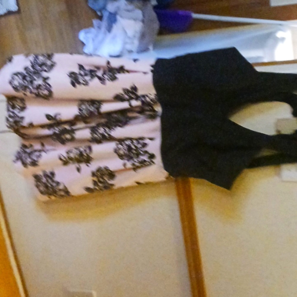 Crystal Doll Black and Pink Floral Dress